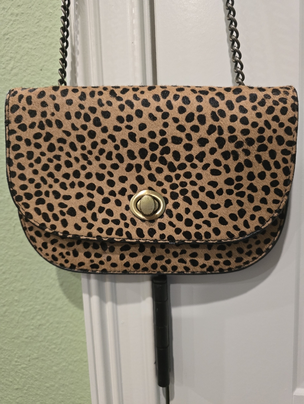 Anthropologie Leopard Print Crossbody Bag in Tan and Black